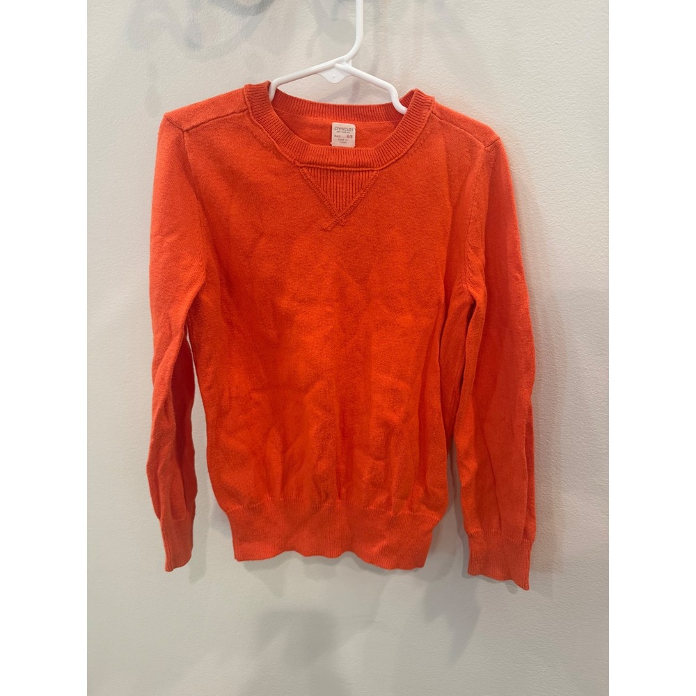 Crewcuts J Crew Boys Orange Crewneck Knit Sweater Size 4/5 V-Stitch Detail